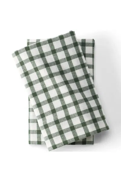 Lands' End Comfy Super Soft Cotton Flannel Plaid Pillowcases - 5oz In Green