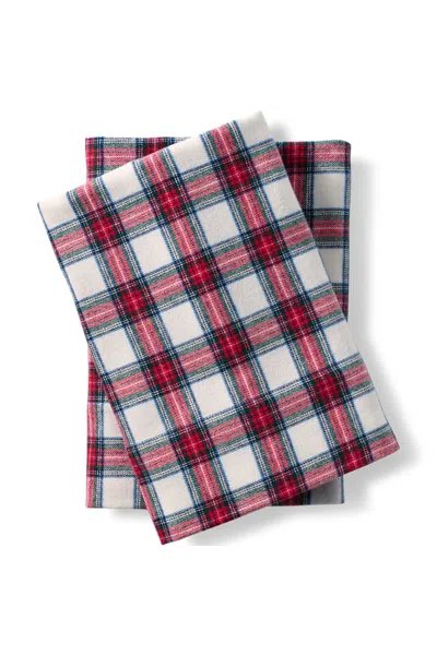 Lands' End Comfy Super Soft Cotton Flannel Plaid Pillowcases - 5oz In Multi