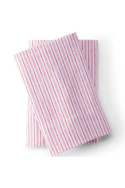 Lands' End Comfy Super Soft Cotton Flannel Plaid Pillowcases - 5oz In Neutral