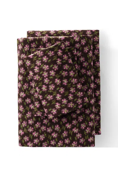 Lands' End Comfy Super Soft Cotton Flannel Print Bed Sheet Set - 5oz In Brown