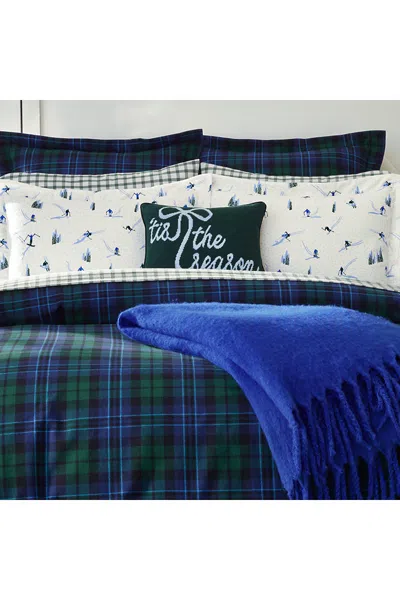 Lands' End Comfy Super Soft Cotton Flannel Yarn-dyed Comforter - 5oz In Blue
