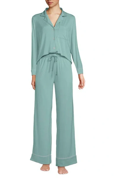 Lands' End Cooling 2 Piece Pajama Set In Misty Aqua