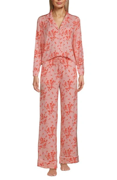Lands' End Cooling 2 Piece Pajama Set In Sunset Coral Snowdrop Floral