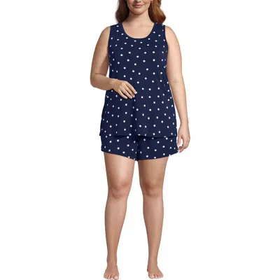 Lands' End Cooling 3 Piece Pajama Set In Blue