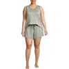 Lands' End Cooling 3 Piece Pajama Set In Green