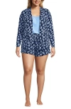 Lands' End Cooling 3 Piece Pajama Set In Blue