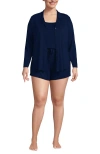 Lands' End Cooling 3 Piece Pajama Set In Blue