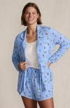 Lands' End Cooling 3 Piece Pajama Set In Blue