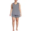 Lands' End Cooling 3 Piece Pajama Set In Gray