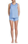 Lands' End Cooling 3 Piece Pajama Set In Brisk Blue Mini Stripe