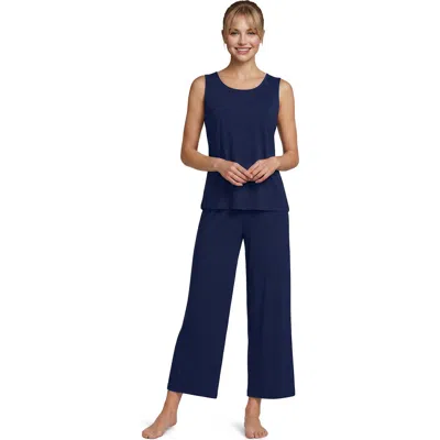 Lands' End Cooling 3 Piece Pajama Set In Black
