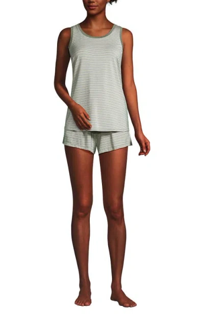 Lands' End Cooling 3 Piece Pajama Set In Gray