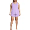 Lands' End Cooling 3 Piece Pajama Set In Lilac Petal Snow Drop Floral