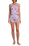 Lands' End Cooling 3 Piece Pajama Set In Purple