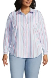 Lands' End Cooling Button Front Shirt In Blue