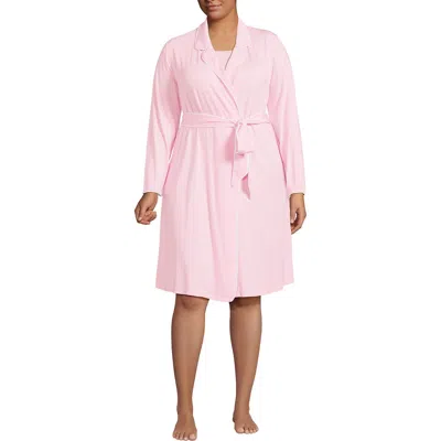 Lands' End Cooling Robe With Piping In Pink Fog | ModeSens
