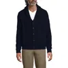Lands' End Cotton Blend Cable Shawl Cardigan Sweater In Blue