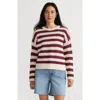 Lands' End Cotton Blend Pointelle Crew Neck Sweater In Pink
