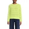 Lands' End Cotton Blend Pointelle Crew Neck Sweater In Green