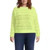 Lands' End Cotton Blend Pointelle Crew Neck Sweater In Green