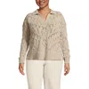 Lands' End Plus Size Cotton Boucle Johnny Collar Shaker Pullover In Oatmeal