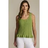 Lands' End Cotton Boucle Ruffle Hem Sleeveless Sweater In Multi