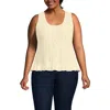 Lands' End Cotton Boucle Ruffle Hem Sleeveless Sweater In White