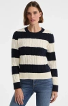Lands' End Cotton Cable Drifter Crewneck Sweater In Multi