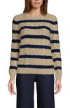 Lands' End Cotton Drifter Crew Cable Pullover Sweater