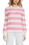 Lands' End Cotton Drifter Crew Cable Pullover Sweater