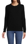 Lands' End Cotton Drifter Crew Cable Pullover Sweater In Black