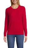 Lands' End Cotton Drifter Crew Cable Pullover Sweater In Heritage Red