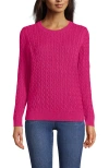 Lands' End Cotton Drifter Crew Cable Pullover Sweater In Spiced Rhubarb