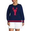 Lands' End Cotton Drifter Crew Neck Sweater In Deep Sea Navy Lobster