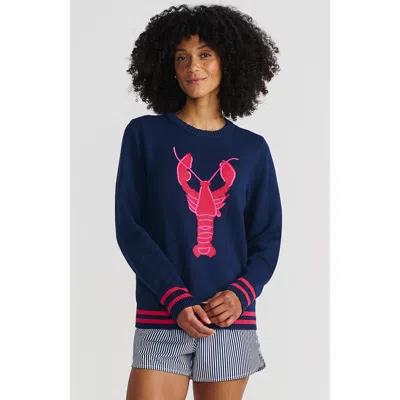 Lands' End Cotton Drifter Crew Neck Sweater In Deep Sea Navy Lobster