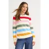 Lands' End Cotton Drifter Crew Neck Sweater In Fresh Ivory Multi Bold Stripe