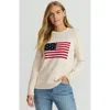 Lands' End Cotton Drifter Crew Neck Sweater In Oatmeal Heather Flag