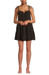 Lands' End Cotton Gauze Metallic Tiered Mini Cover-up Dress In Brown