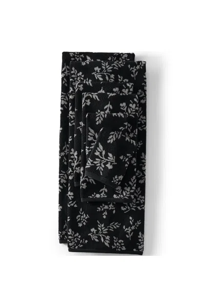 Lands' End Cotton Jacquard 6-piece Bath Towel Set In Black