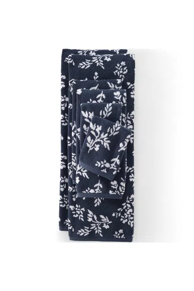 Lands' End Cotton Jacquard 6-piece Bath Towel Set In Blue