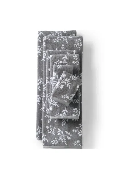Lands' End Cotton Jacquard 6-piece Bath Towel Set In Gray
