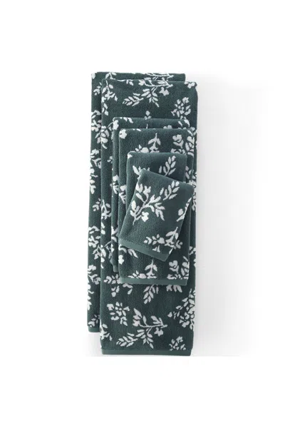 Lands' End Cotton Jacquard 6-piece Bath Towel Set In Green