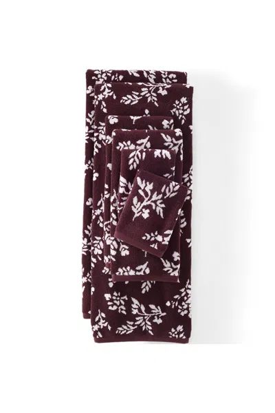 Lands' End Cotton Jacquard 6-piece Bath Towel Set In Burgundy