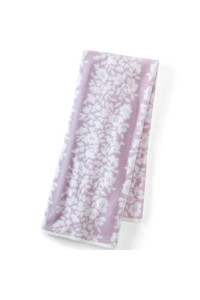 Lands' End Cotton Jacquard Bath Towel In Purple
