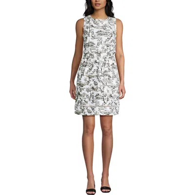 Lands' End Cotton Jersey Crew Neck Sleeveless Shift Dress In Multi