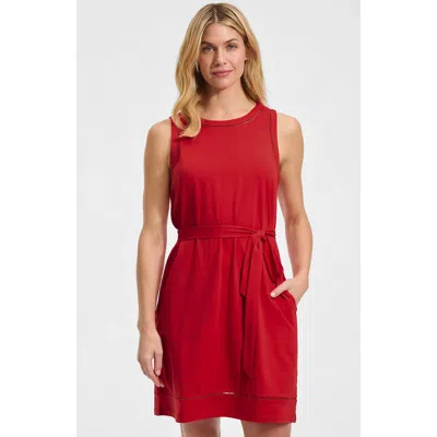 Lands' End Cotton Jersey Crew Neck Sleeveless Shift Dress In Red