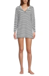 Lands' End Cotton Jersey Long Sleeve Hooded Swim Cover-up Dress In White