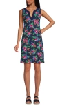 Lands' End Cotton Jersey Sleeveless Swim Cover-up Dress In Deep Sea Navy Rosella Floral