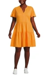 Lands' End Cotton Jersey Tiered Mini Dress In Yellow