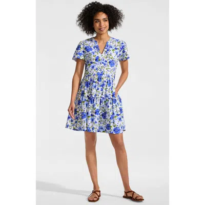 Lands' End Cotton Jersey Tiered Mini Dress In Blue